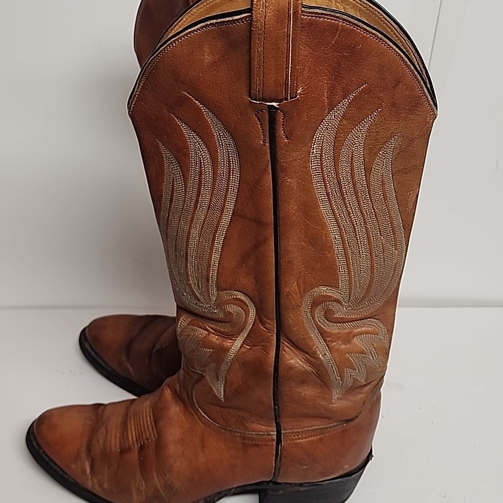 Tony Lama Cats Paw Vintage brown leather cowboy boots sz 8M/9.5W UNISEX YeeHaw!! - Picture 4 of 11
